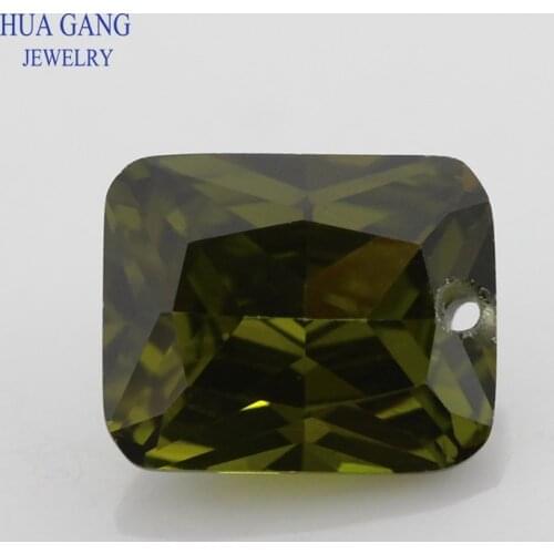 Single Hole AAAAA Octangle Shape Peridot Cubic Zirconia Stone For Jewelry Making Size 4x6~15x20mm High Quality CZ