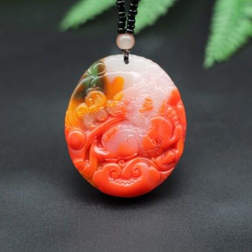Natural Color Jade Dragon Kirin Pendant Necklace Chinese Hand-Carved Charm Jewelry Fashion Amulet for Men Women Lucky Gifts