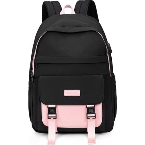 Anti Theft Waterproof Oxford Women Backpack High School bags With USB Charging Port Girls Casual Travel Knapsack Female Mochila