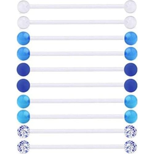 JFORYOU Clear Industrial Barbell Earring 14G Bioflex Cartilage Earring Retainer Body Piercing Jewelry 32mm 35mm 38mm Bar