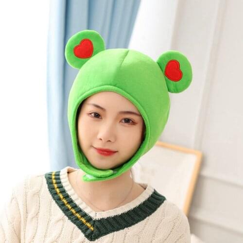 Funny Big Frog Eyes Cartoon Plush Hat Kawaii Cartoon Frog Headgear Cap Makeup Headband Toy Cosplay Costume резинки для волос
