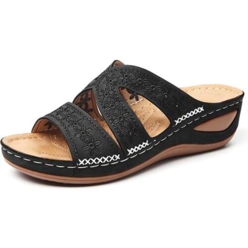 Summer Women Heel Slippers Fashion Thick Sole Non-Slip Vacation Ladies Wedge Sandals Slides Indoor Platform Shoes