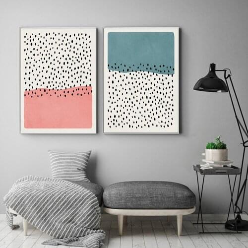 Nordic Abstract Poster Pink Blue Background Canvas Painting Wall Art Speck Picture For Living Room Unique Decor On The Wall