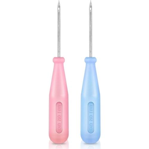 Steel Stitcher Sewing Awl Bags Hole Hook DIY Handmade Leather Tool Plastic Handle Cone Shoe Repair Needles