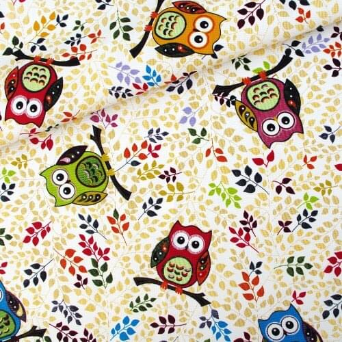 145cmx50cm Cotton Canvas Fabric for handmad, bed, bag, curtain - Owl and Tree