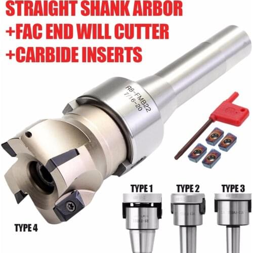 R8/MT2/MT3 Straight Shank Arbor Mill Cutter Face End 400R 50MM with Carbide Insert APMT1604 Milling Cutter Insert Machine Tool
