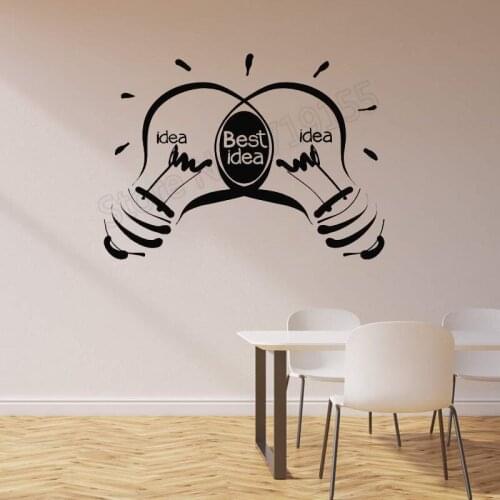 Creative Office Ideas Lightbulbs Business Inspirational Wall Stickers Quotes Best Idea Logo Removable Art Interior Sticker ZW333