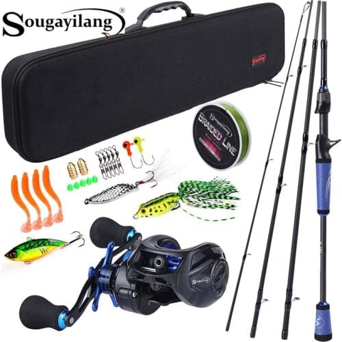 Sougayilang 1.8m 2.1m 2.4m Fishing Rod Full Kits and 9+1BB High Speed 7.0:1 Gear Ratio Saltwater Freshwater Travel Pole Set