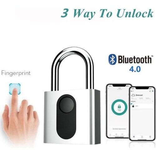 Waterproof Fingerprint Padlock APP Bluetooth Control Smart Lock USB Security Fingerprint Lock Anti-Theft for School Locker Gym