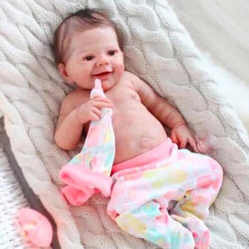 Reborn Kit 22 Inches April smiley face Reborn Baby Vinyl Doll Kit Unpainted Unassembled Unfinished Doll Parts toys