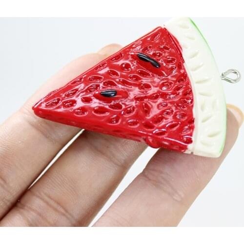 Yamily 6Pcs/46*38mm Resin Fruit Charm Simulation Watermelon Accessories Pendant Jewelry For DIY Earring Bracelet Keychain Making