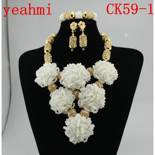 2019 Handmade Chunky African Wedding Jewelry Sets Nigerian Beaded Wedding Bridal Necklace Jewelry Sets Free Shipping CK59-1