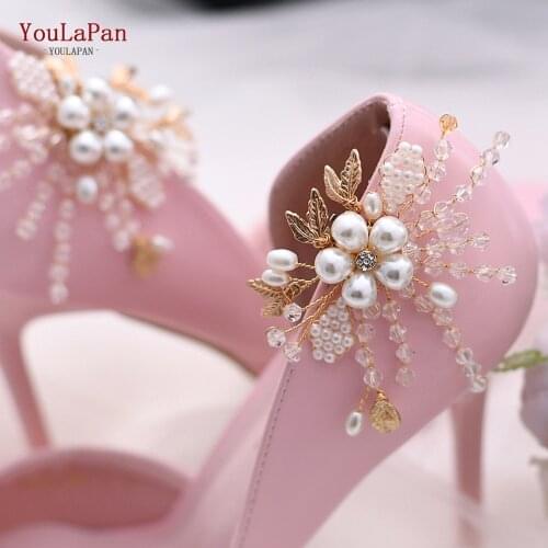 YouLaPan X06 Elegant Pearls Bridal Shoes Clips Beads Handmade Leather Shoe Accessories for Bride Wedding High Heels Accessories