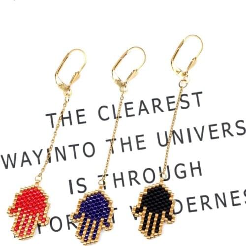 FAIRYWOO Figure Miyuki Eye Ethnic Palm Earring Fashion Gold Luxury Jewelry Women Handmade Miyuki Beaded Friendship Drop Earring