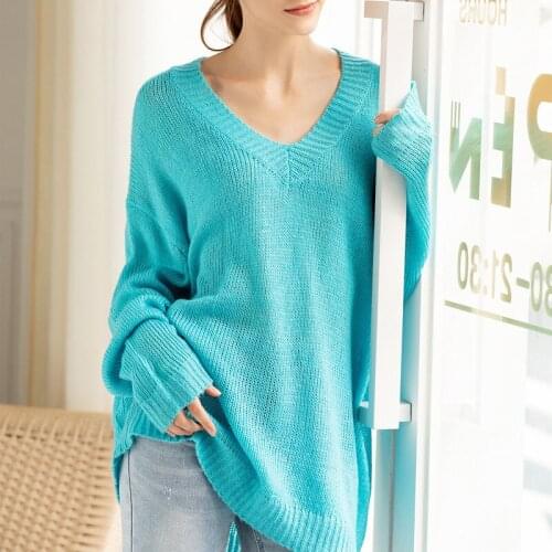 Trendy New Pop Autumn Winter Women Pullovers Sweater V-Neck Knitting Sexy Minimalist Casual Solid Ladies Female Tops SW8887