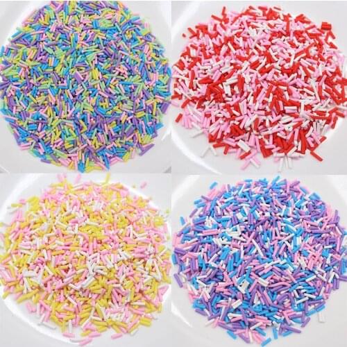 100g/Lot Long Colorful Sprinkles Polymer Clay Candy Slices Sprinkles for Arts Mobile Decoration DIY Crafts Filler Accessories