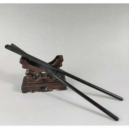 100% / A Pair of Exquisite Chinese Traditional Craft Gift Natural Black Jade Handmade Chinese Chopsticks