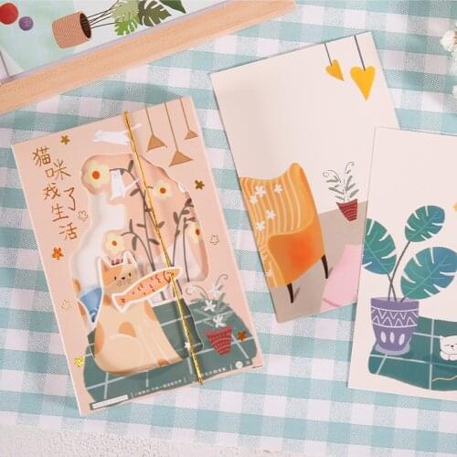 30 Pcs/Set Cats Leisure Life Series Postcard Hand Painted Cute Kitten Greeting Cards Message Card Birthday Gift Card