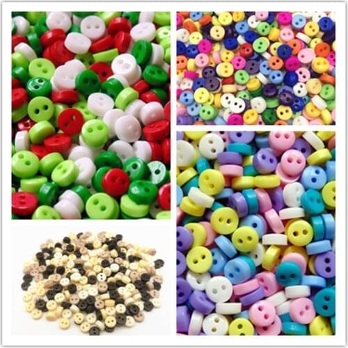 500pcs Mixed Mini Resin Round Buttons For Dolls Soft Toys Clothes 6mm Sewing 2 Holes Dollmaking Natural Pastel Christmas Bright