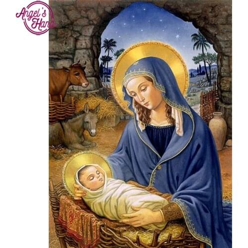 5d mosaic diamond painting cross stitch diamond embroidery Jesus was born religious icons full square rhinestones,Religious,baby