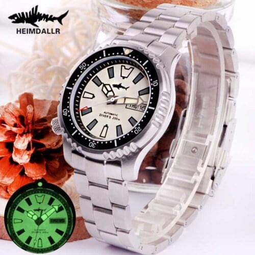 Heimdallr Automatic Diving Watch Full Luminous 200m Waterproof Sapphire Crystal NH36A Stainless Steel Mechanical Wristwatch
