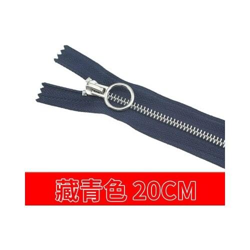 Free shipping 10pcs/lot 20cm navy blue zipper 5# Metal zipper Round zipper head clothing trousers zipper accessories