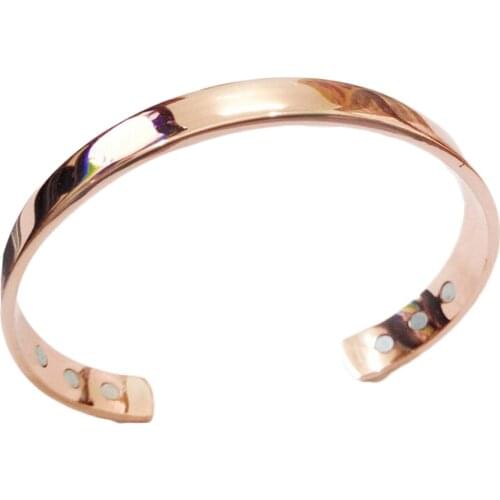Pure Copper Magnet Energy Health Open Bangle Plated Gold Simple Magnetic Health Bracelet Bio Healthy Healing Copper Bracelet