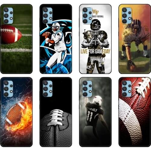 Black tpu Case For Samsung galaxy A32 A42 A52 A72 4g 5g S21 PLUS ultra back cover Sport American Football Diy