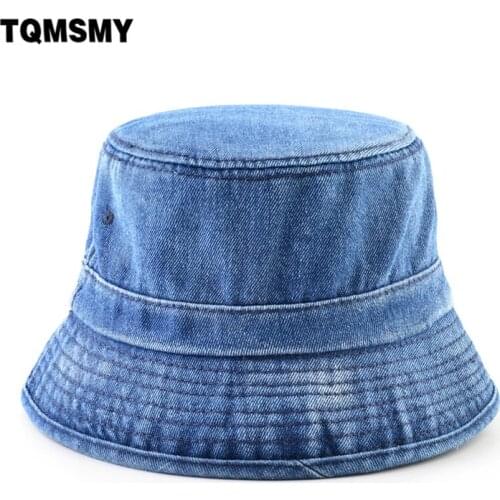 TQMSMY Washed Denim Bucket Cap Women Spring Summer Outdoor Sun Hats Men Beach Sun Protection Brim Caps Foldable Hats TME146