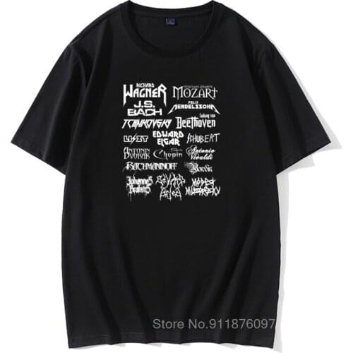Heavy Metal Classical Composers Tee Shirt Men Mozart Beethoven Chopin Bach Mendelssohn Casual Tees Cotton Tees T Shirt