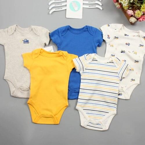 Clearance Sale 5PCS/Lot Random Short Sleeve Unisex Baby Girl Clothes Cotton 0-12M Newborn Baby Boy Clothes Jumpsuit Cartoon