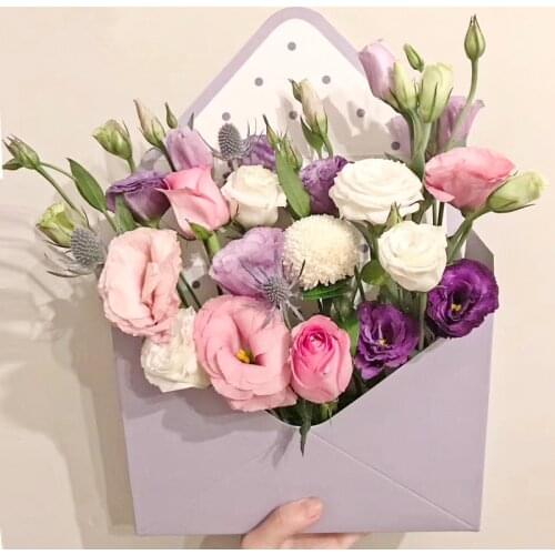 4PCS 20X7X14.5CM Creative Paperboard Envelope Fold Flower Box Flowers Wrapping Gift Box Flower Packaging Home Decoration