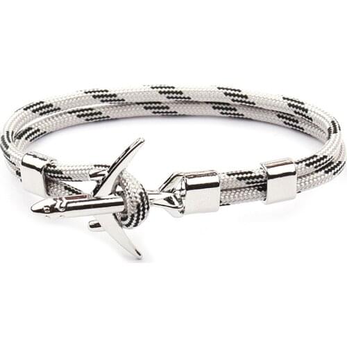 Classic White Color Aircraft Bracelet Multilayer Rope Chain Bracelet For Boy Girl Women Men Navy Style Gift