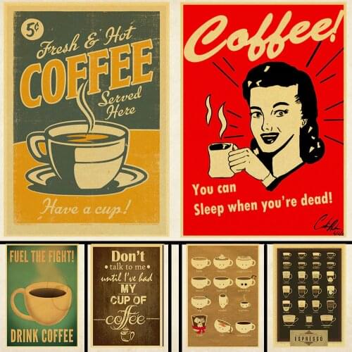 Classic Coffee Vintage Poster Bars Cafe Kitchen Coffee Making Manuals Retro Kraft Paper Print Wall Adornment Vintage Wall Poster