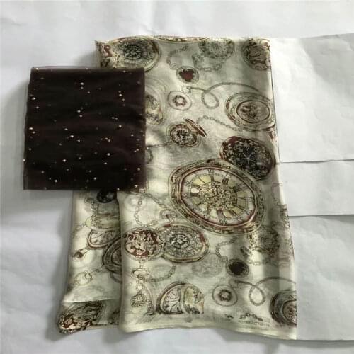 LX!High quality 100% African silk chiffon floral printed fabric,for ladies dress soft and comfortable printed silk fabric!F32421