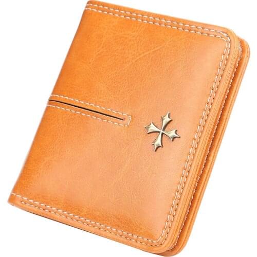 Fashionable All-Match Zipper Card Holder Luxury Designer Women Wallets Multi-Card Position Oil Wax Leather Short Coin Purse