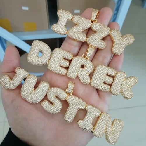 Letter Custom Bling Bling Pendants Mens Mirco Pave Prong Setting Zircon Hip Hop Necklace Jewelry CP01