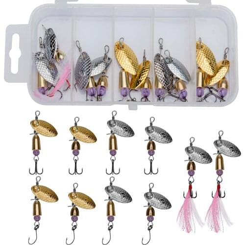 10pcs 3.5g 5.5g Fishing Spinner Bait Set Metal Spoon Lure Fishing Hard Bait Wobblers For Bass Fishing