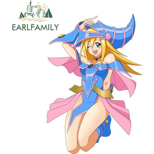 EARLFAMILY 13cm x 8.8cm for Dark Magician Girl Yu-Gi-Oh Car Sticker Refrigerator Camper DIY Decal Scratch-Proof Sunscreen Decor