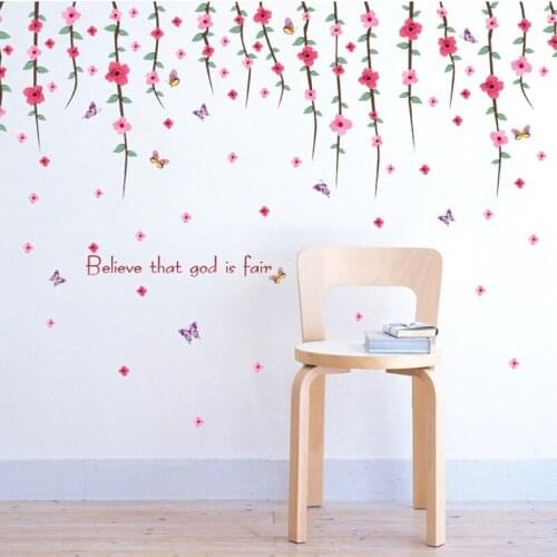 New Style Flowers Vine Wall Sticker Bedroom Living Room Home Decoration Removable PVC Wallpaper Self-adhesive Stickers