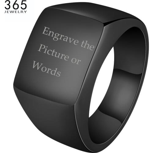 High Polished Personalize Signet Solid Ring Custom Unique Punk Jewelry Customize Name/Logo Rings Party Gift