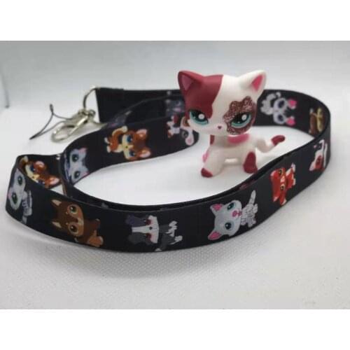 Rare pet shop toy standing short hair cat original kitten husky puppy dog ​​small animal mobile phone lanyard kids gift