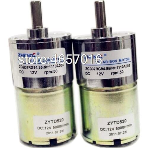 DC Geared Motor 12V 24V ZGB37RG Variable Speed Reversible Rotation Motors Slow Speed 10W 2/5/10/15/20/30/40/50/100rpm