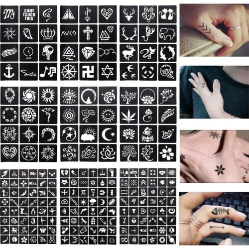 1 Sheet 48 or 12 maps Henna Tattoo Templates Temporary Glitter Airbrush Henna Tattoo Hand Finger Stencil For Painting #242097
