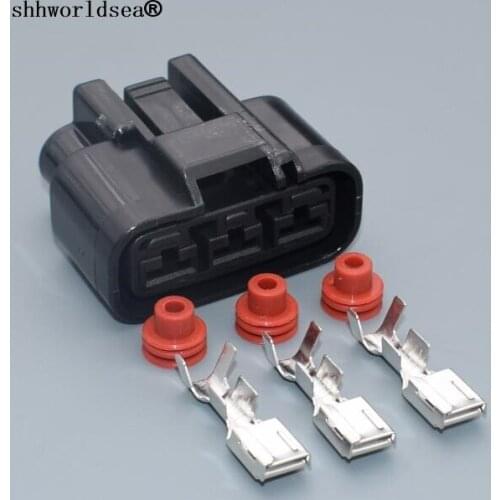 Shhworldsea 2/5/30/100sets 6.3mm QLW 250 3Pin Power Cord Female Right Slot Wiring Harness Cable Connector QLW-3F-B