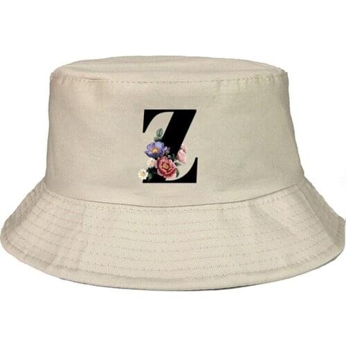 Sports outdoor 26 letter black font flowers pattern baseball cap peaked fisherman hat sunshade breathable striped elastic hat