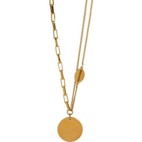 Non-fading light luxury double-layer necklace ins temperament collarbone chain sweater chain initial charms hip hop jewelry