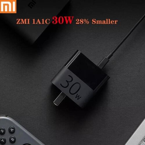 Xiaomi ZMI Travel Convenient Charger 1A1C USB Type C 30W Max A Port 27W Smart Output Quick Charging For Certain Phone Notebook