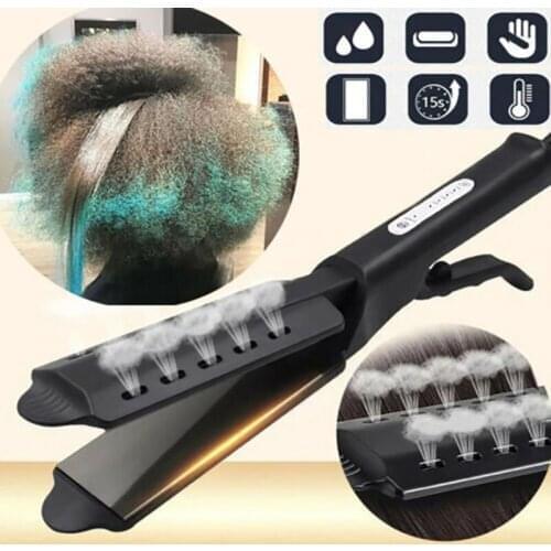 Four Gears Hair Straightener Titanium Plates Temperature Adjustment Fast Warm-up Ceramic Tourmaline Ionic Flat Iron Widen Panel