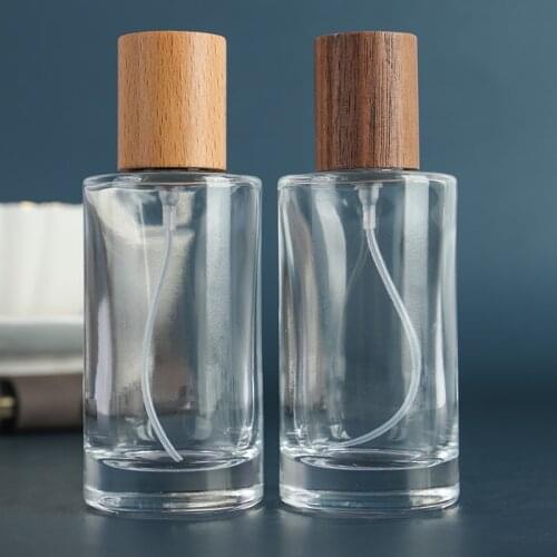 High-grade 50MLCrystal White Material Cylindrical Wood Cap Bayonet Glass Bottle (Need Tools)